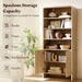 71" Modern Bookcase Set of 2 with Storage Cabinet & Fluted Doors | 6-Tier Bookshelf with 3 Adjustable Shelves, Wood Curved Display Cabinet for Living Room, Dining Room, Home Office, Natural