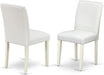 Abbott Classic Parson Dining Chairs - White Faux Leather Upholstered Chairs, Set of 2, Linen White