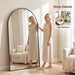 72" X 44" Arched Full Length Floor Mirror, Aluminum Frame, Black