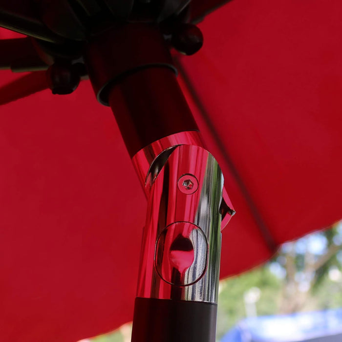 9' Patio Umbrella Outdoor Table Umbrella with 8 Sturdy Ribs (Red)