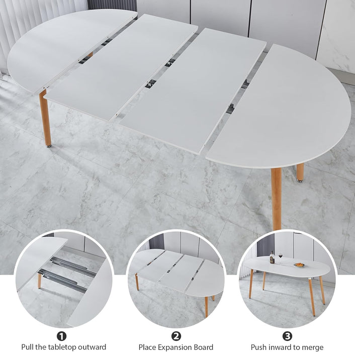 Modern 40"-71" Extendable Oval Dining Table for 4-8, MDF Top with Metal Frame, Space-Saving Expandable Kitchen Table for Home, Office, or Conference Room, Scratch-Resistant & Easy to Assemble
