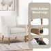 Beige Chenille Upholstered Wingback Chair With Wood