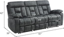 Reclining Sofa for Living Room, Extra Wide Modern Overstuffed 3 Seat Recliner Manual Sofa with Hidden Armrest Cup Holders, Soft Breathable Fabric and Padded Seat, Grey