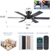46" Low Profile Ceiling Fans with Lights and Remote,Black Indoor Ceiling Fans with Quiet Reversible DC Motor, Modern Flush Mount Fans Light for Bedroom Kitchen