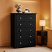 Tall Wooden Dresser Five Drawer Chest BlackFinishEdition