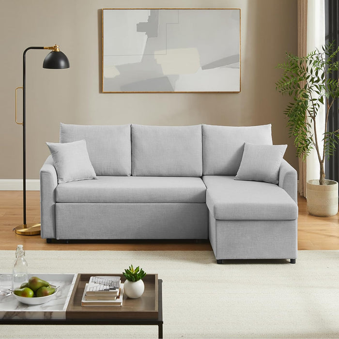 Convertible Sectional Sofa Grey, USB, Storage