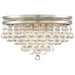 Luxury Ceiling Light Flush Mount Fixture Brushed Nickel 15 1/4" Wide Crystal Droplets for Bedroom Hallway