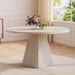 47 Inch round Dining Table for 4-6, Pedestal Kitchen Dinner Table White