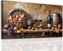 Kitchen Wall Art Grape Barrel Painting Red Wine Glass Fruit Artwork Prints for Dinning Room Bar Canvas Wall Decor for Living Room Food Still Life Abstract Picture Home Decoration 20X40In
