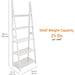 Ladder Bookshelf Organizer, 5-Tier, Solid Rubberwood Frame, White Finish, 14 D X 24.8 W X 70.1 H In
