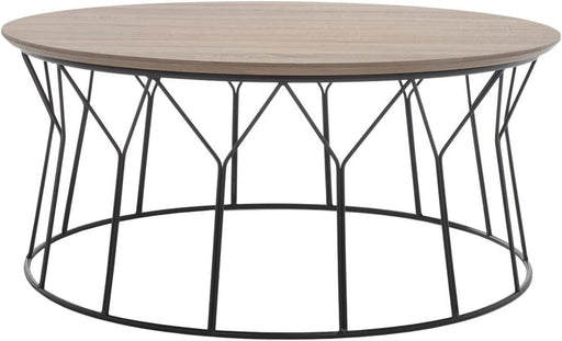 Home Collection Deion Retro Mid-Century Light Oak and Black Wood Coffee Table
