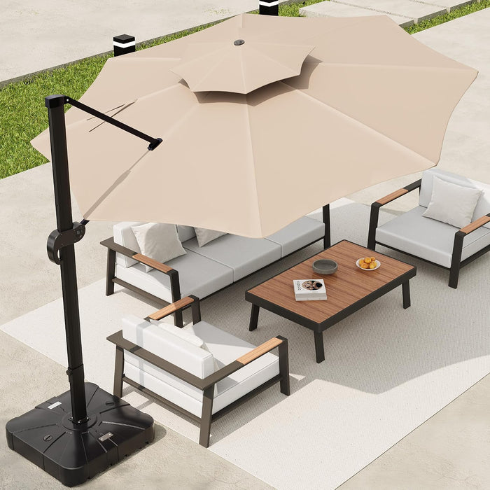 10FT Patio Umbrella, Offset Cantilever Umbrella with UV Protection, Fade Resistant Polyester Fabric, Easy Tilt Adjustment Pool Umbrellas Outdoor for Deck, Garden, Backyard