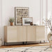 63" Sideboard Buffet Cabinet with 4 Doors and Adjustable Shelves, Fluted Storage Cabinet, Modern Credenza Coffee Bar Wine Bar Table for Kitchen, Dining Room, Living Room,Beige