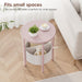 Small round Side Table, Accent End Table with Storage Basket, Set of 2 Half round Coffee Table End Table, Half Moon Bedside Table, Modern Nightstand Couch Table for Living Room Bedroom, Pink