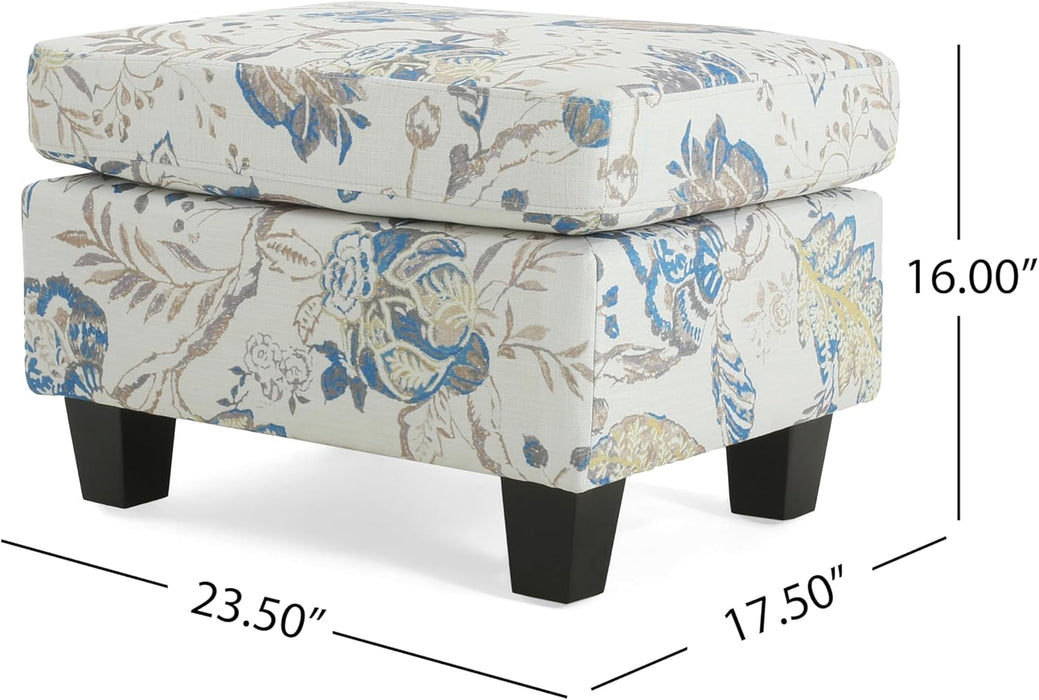 Spield Indoor Ottoman Footrest, Wooden Ottoman Foot Stool, Modern Coffee Table, Floral Print