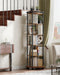 Rotating Bookshelf, 360° Spinning Bookshelf Tower,Round Book Shelf | Display Revolving Bookcase, Narrow Swivel Bookshelves for Small Space, Bedroom, Living Room, 6-Tier Rustic Brown, BC52101B