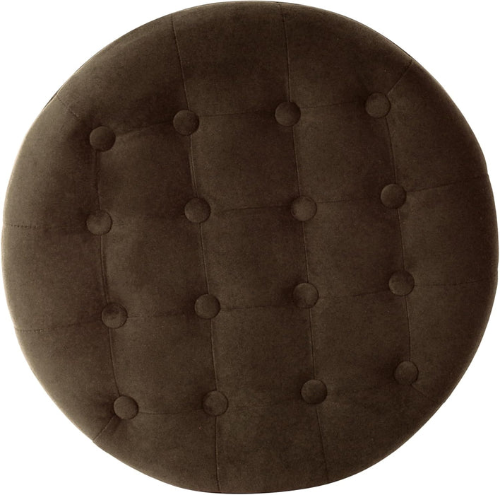 Home Decor | Upholstered round Velvet Tufted Foot Rest Ottoman | Ottoman with Storage for Living Room & Bedroom | Decorative Home Furniture, Brown Velvet