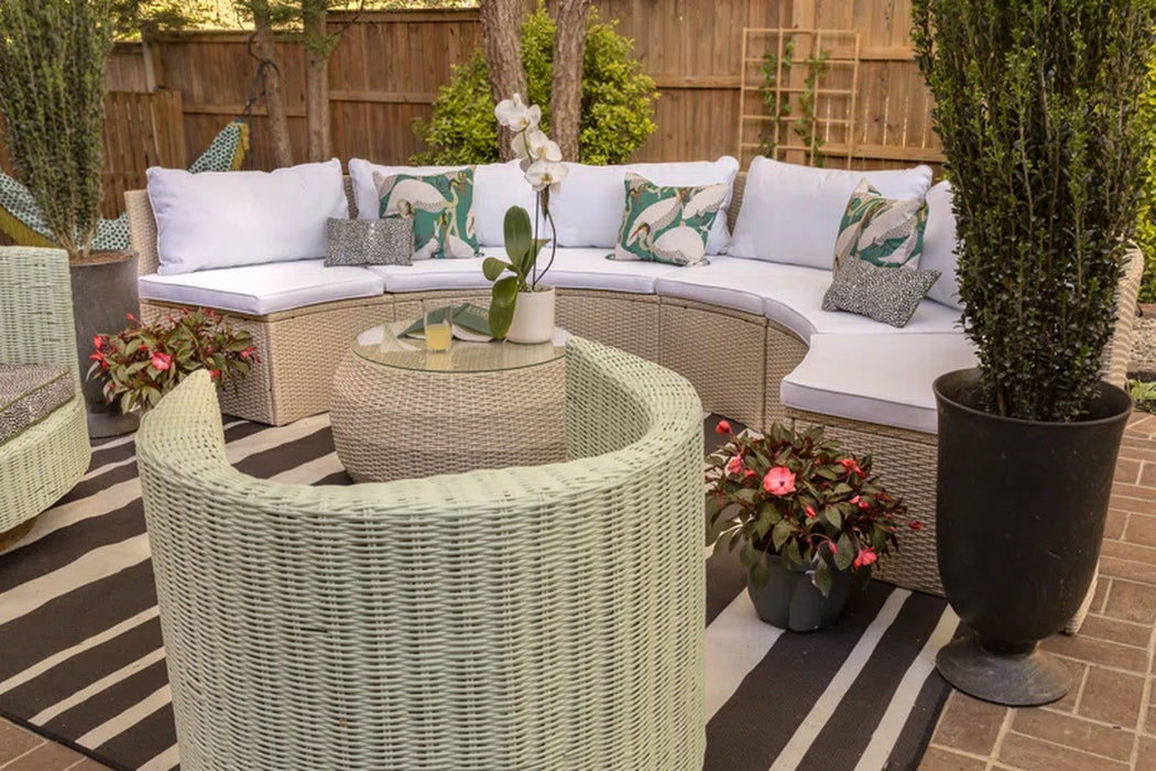 Cabble Wicker 6 - Person Patio Conversation Sets with Cushions