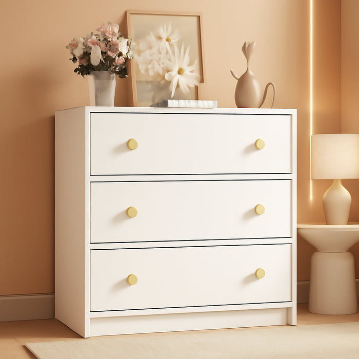 3 Drawer Dresser, White Nightstand for Bedroom with Fabric Drawers, Small Dresser Bedside Table Chest of Drawers for Bedroom, Hallway, Entryway, Closets,Kids' Room (White)