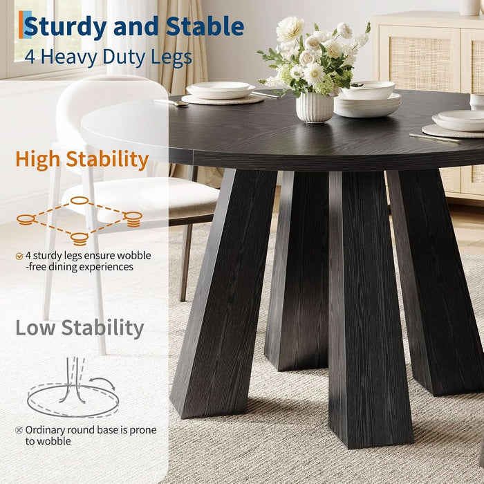 47" round Dining Table for 4-6, Farmhouse Wood Kitchen Table