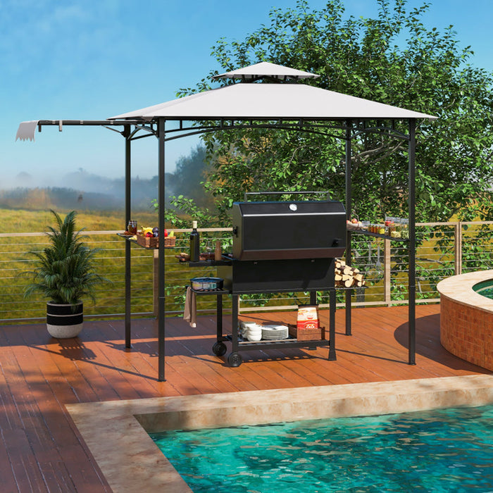 11 X 5 FT Grill Gazebo with Side Awning and Double-Tiered Top