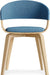 Lowell 17 Inch Mid Century Modern Bentwood Dining Chair with Light Wood in Blue Polyester Linen, for the Dining Room