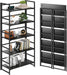 All Black Folding Bookshelf Five Tier Organization