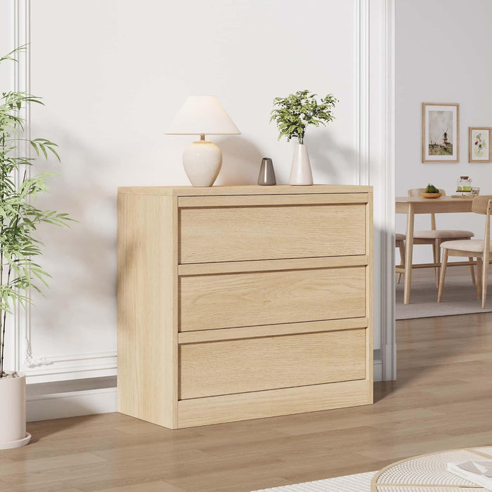 3 Dresser for Bedroom, 30.5" Tall Dresser, Freestanding Vertical Drawer with Storage, Wooden Closet Chest Storage for Living Room, Hallway, Entryway, Natural Oak