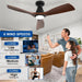42-Inch Ceiling Fans with Lights: Walnut 3 Blade Flush Mount Low Profile Ceiling Fan for Bedroom - Dimmable Indoor Outdoor Fan with Remote Control Ultra Quiet DC Motor Timer