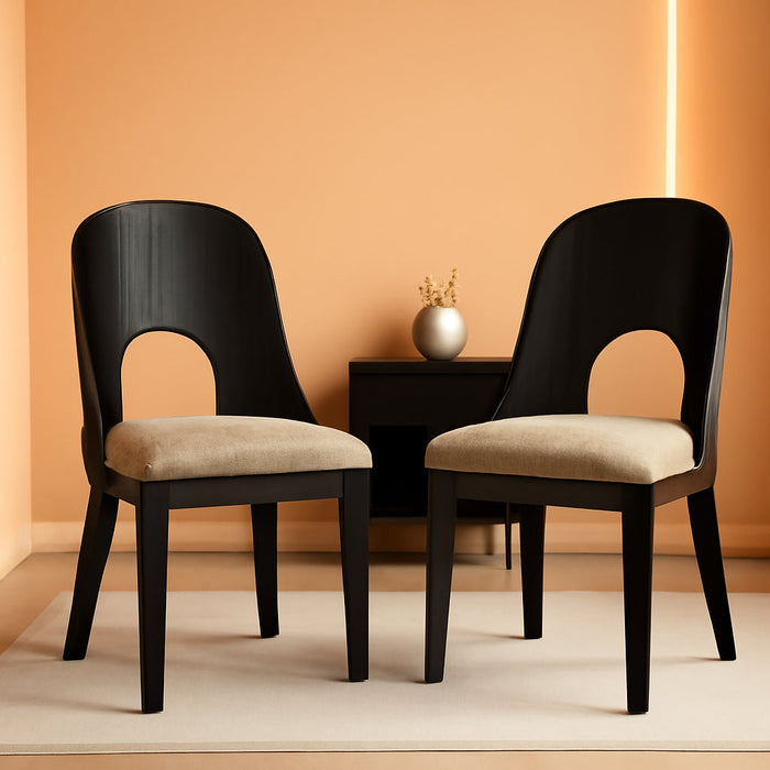 Rowanbeck Contemporary Armless Herringbone Upholstered Dining Chair, Set of 2, Black & Light Gray