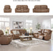 Signature Design by Ashley Spear Hill Contemporary Leather Match Power Reclining Sofa with Adjustable Headrest and USB Ports, Light Brown