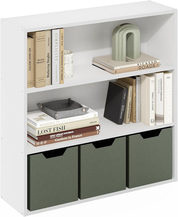 White 3Tier Open Bookcase Living Room 9.3D31.3W31.5H