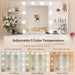 Makeup Vanity Desk with Mirror and Adjustable 10 LED Bulbs, White | Vanity Makeup Table with Power Outlets and Hairdryer Rack, Dressing Table with 3 Drawers & 2 Large Cabinet, 3 Color Lighting