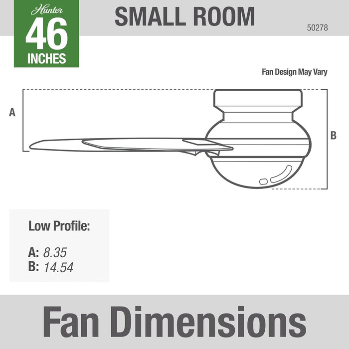 Anslee, Indoor, Ceiling Fan, with LED Light, 46 Inch, Brushed Nickel | Low Profile Mount, Pull Chain, 5 Blades, for Bedroom, Living Room, Kitchen, 50278
