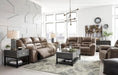 Stoneland Reclining Sofa, Dual-Sided Manual Recliner Couch with Faux Leather Upholstery, Wall Hugger Comfort for Living Room Seating, 90 Inches Wide, Brown