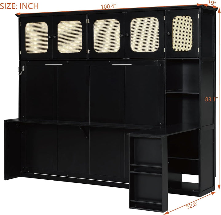 FullSizeMurphyBedWithDeskAndStorageCabinetsForHomeOffice