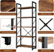 5 Tiers Bookshelf, Classically Tall Bookcase Shelf, Industrial Book Rack, Modern Book Holder in Bedroom/Living Room/Home/Office, Storage Rack Shelves for Book, Brown