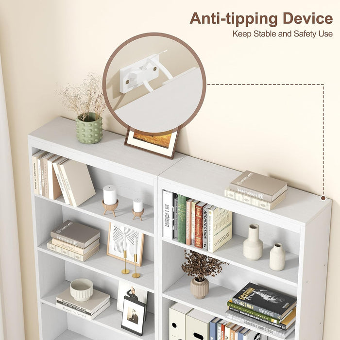 6-Tier Open Bookshelf, Modern Wood Bookcase, White | 71" Tall Floor Standing Bookcase, Wood Display Storage Shelf for Home Office Living Room