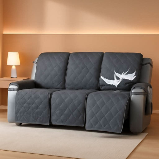 Waterproof Recliner Couch Covers, Sofa Covers 1-Piece Washable Reclining Sofa Cover Non-Slip Furniture Protector with Elastic Straps Pocket for Dogs, Pets(Dark Gray,3 Seater)