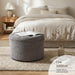 25" Ottoman with Storage, round Pouf Ottoman Foot Rest, Small Storage Foot Stool for Couch Bedroom Living Room, Books, Blankets & Kid'S Toy Box, Load up to 220 Lbs, Grey