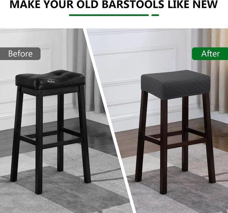 Stool Covers Rectangle - 2 Pack Stretch Waterproof Saddle Seat Cover Counter Bar Stools Bar Chairs Covers Kitchen Island Chairs Cushion Protector