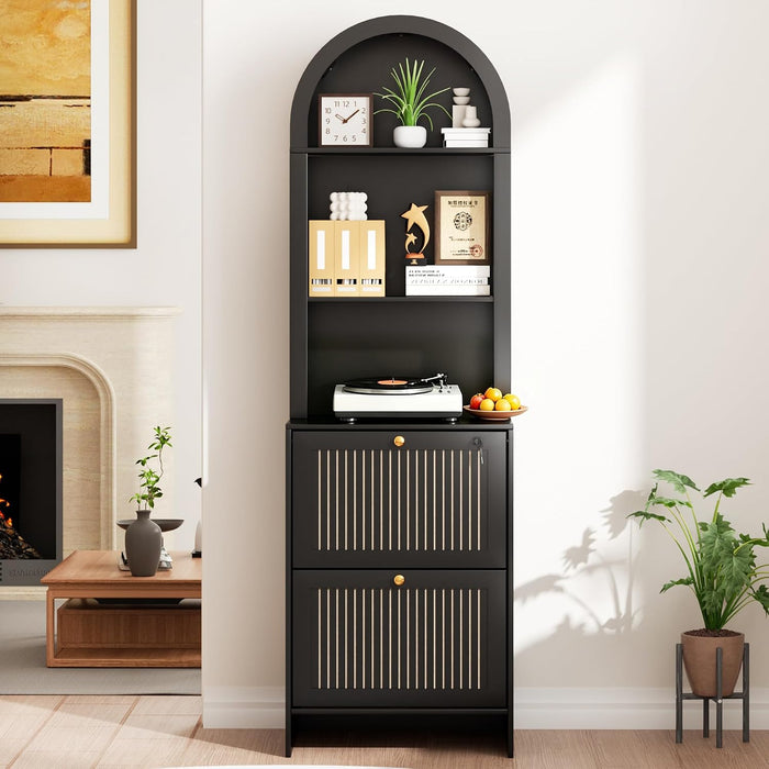 Two Drawer Farmhouse Arched Filing Cabinet Lockable