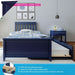 Twin Bed, Wood Bed Frame with Headboard for Kids with Trundle, Slatted, Blue