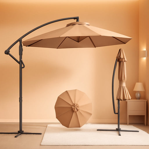 10FT Patio Umbrella, Cantilever Offset Hanging Market Umbrella