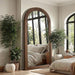 Arched Full Length Mirror with Stand, 75X35 Brown Wood Floor Mirror