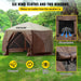 12 * 12Ft 6 Sided Pop-Up Canopy Shelter Tent with Mesh Windows, Portable Carry Bag, Stakes, Large Shade Tents for Outdoor Camping, Lawn and Backyard, Brown/Beige