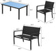 4 Pieces Patio Furniture Set Outdoor Garden Patio Conversation Sets Poolside Lawn Chairs with Glass Coffee Table Porch Furniture (Black)