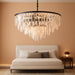 Black Modern round Top K9 Crystal Chandelier Lighting Fixture, 8 Lights round K9 Crystal Adjustable Hanging Lamp for Dining Room Bedroom Living Room,Hallway,Bar,Kitchen W24'
