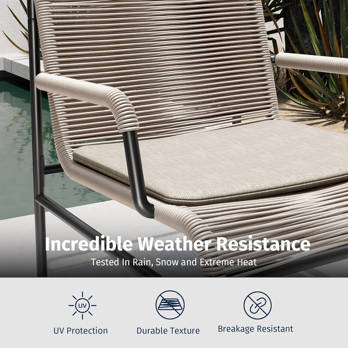 4 Piece Patio Furniture Set, Outdoor Furniture with PE Wicker Rattan Chairs and Coffee Table, Modern Patio Conversation Set with Soft Pad for Garden, Backyard and Porch, Apricot