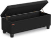 Storage Ottoman, Storage Bench, Tufted Entryway Bedroom Bench, 17.7 X 46.5 X 17.7 Inches, Hinges Easy Lid Operation, Wooden Legs, Synthetic Leather, Loads 330 Lb, Classic Black ULOM071B01